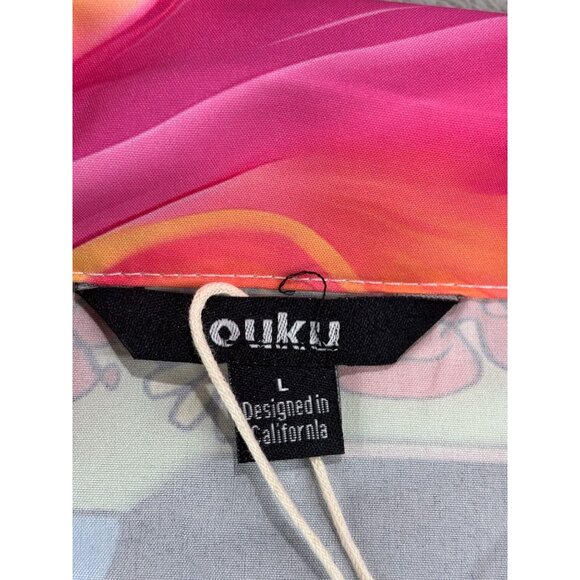 Hippie Graphic Shirt By Ouku Large Peace Van NWT Camp - Picture 3 of 10